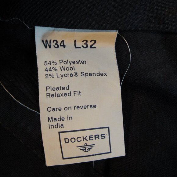 Dockers Gray Black Pleated Cuffed High Rise Relaxed Fit Dress Pants Size 34 x 32 - Picture 4 of 4